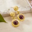 Italian Garnet Floral Drop Earrings in 18kt Gold Over Sterling