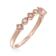 14kt Rose Gold Milgrain Ring with Diamond Accents