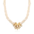 C. 1970 Vintage 3.5mm Cultured Pearl Necklace With 1.85 ct. t.w. Diamonds in 18kt Yellow Gold