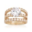 3.50 ct. t.w. CZ Bridal Set: Engagement and Wedding Rings in 14kt Yellow Gold