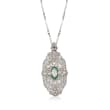 C. 1950 Vintage 4.55 ct. t.w. Diamond and .35 ct. t.w. Emerald Pin/Pendant Necklace in Platinum