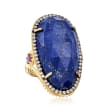 Lapis Ring With .40 ct. t.w. White Topaz and .20 ct. t.w. Amethyst in 18kt Gold Over Sterling Silver