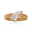 ALOR &quot;Classique&quot; Yellow Cable Ring With Diamond Accents and 18kt White Gold