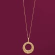 14kt Yellow Gold Byzantine Open-Space Circle Pendant Necklace
