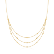 14kt Yellow Gold Three-Strand Bead Station Necklace