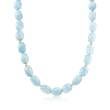 Aquamarine Bead Necklace with 14kt Yellow Gold