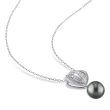 8.5-9mm Black Cultured Tahitian Pearl and .12 ct. t.w. Diamond Pendant Necklace in Sterling Silver