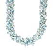 Aquamarine Bead and 5-6mm Cultured Pearl Torsade Necklace with Free Bracelet