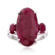 15.20 ct. t.w. Three-Stone Ruby Ring in Sterling Silver