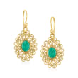 Green Agate Openwork Drop Earrings in 18kt Gold Over Sterling