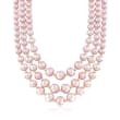 4-9mm Pink Cultured Pearl Three-Strand Necklace With 14kt Yellow Gold