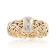 14kt Yellow Gold Byzantine Ring with Diamond Accents
