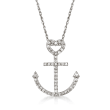 .20 ct. t.w. Diamond Heart and Anchor Pendant Necklace in 14kt White Gold