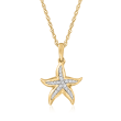 .10 ct. t.w. Diamond Starfish Pendant Necklace in 18kt Gold Over Sterling