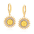 3.90 ct. t.w. Citrine and .50 ct. t.w. Diamond Sun Drop Earrings in 18kt Gold Over Sterling