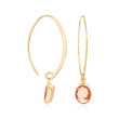 Oval Shell Cameo Drop Earrings in 14kt Yellow Gold