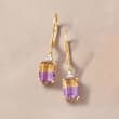 4.00 ct. t.w. Ametrine Drop Earrings with Diamond Accents in 14kt Yellow Gold