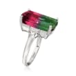 9.00 Carat Watermelon Mystic Quartz and .60 ct. t.w. Rock Crystal Ring in Sterling Silver