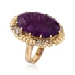 C. 1970 Vintage 21.40 Carat Amethyst and .30 ct. t.w. Diamond Ring in 14kt Yellow Gold