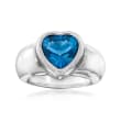 C. 1980 Vintage Piaget 3.85 Carat London Blue Topaz Heart Ring in 18kt White Gold