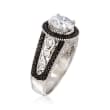 2.20 ct. t.w. CZ and .80 ct. t.w. Black Spinel Ring in Sterling Silver