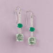 7.75 ct. t.w. Green Prasiolite and .60 ct. t.w. White Topaz Drop Earrings with Green Chalcedony in Sterling Silver