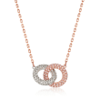 Swarovski Crystal Interlocking Rings Necklace in Gold Plate