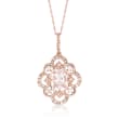 .70 Carat Morganite and .24 ct. t.w. Diamond Pendant Necklace in 14kt Rose Gold