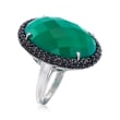 Green Chalcedony and 1.50 ct. t.w. Black Spinel Ring in Sterling Silver