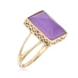 Sugarloaf Cabochon Lavender Jade Ring in 14kt Yellow Gold