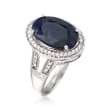6.50 Carat Sapphire and .25 ct. t.w. Diamond Ring in 14kt White Gold