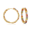 11.00 ct. t.w. Multicolored Sapphire and .44 ct. t.w. Diamond Inside-Outside Hoop Earrings in 18kt Yellow Gold