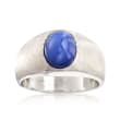 C. 1970 Vintage Bezel-Set Synthetic Sapphire Ring in 14kt White Gold