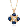 1.50 ct. t.w. Sapphire and .15 ct. t.w. Diamond Necklace in 14kt Yellow Gold