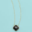 14mm Black Onyx Clover-Shaped Drop Necklace in 14kt Yellow Gold