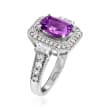 2.25 Carat Amethyst Ring with .96 ct. t.w. White Zircon and .34 ct. ct. t.w. White Topaz in Sterling Silver