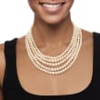 4-8.5mm Cultured Pearl Five-Strand Layered Necklace with Sterling Silver 16-inch