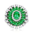 2.60 ct. t.w. Emerald and .68 ct. t.w. Diamond Cluster Ring in 14kt White Gold