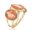 Italian 11x9mm Shell Cameo Goddess Ring in 14kt Yellow Gold