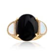 Black Onyx and Mother-Of-Pearl Ring with .16 ct. t.w. Diamonds in 14kt Yellow Gold