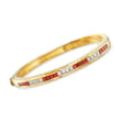 C. 1980 Vintage Tiffany Jewelry 1.86 ct. t.w. Ruby and 1.20 ct. t.w. Diamond Bangle Bracelet in 18kt Yellow Gold