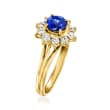 C. 1990 Vintage .85 Carat Sapphire and .50 ct. t.w. Diamond Ring in 18kt Yellow Gold