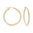Italian 14kt Yellow Gold Textured Hoop Earrings