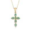 .70 ct. t.w. Marquise Emerald Cross Pendant Necklace in 18kt Gold Over Sterling