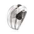 .50 ct. t.w. Black and White Diamond Crisscross Ring in Sterling Silver