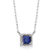 .40 Carat Square Sapphire Necklace in 14kt White Gold