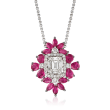 1.80 ct. t.w. Ruby and .55 ct. t.w. Diamond Pendant Necklace in 18kt White Gold
