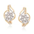 .29 ct. t.w. Diamond Floral Bypass Hoop Earrings in 14kt Two-Tone Gold 