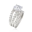 3.45 ct. t.w. CZ Bridal Set: Engagement and Wedding Rings in 14kt White Gold