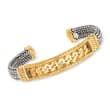 Italian Multi-Link Cuff Bracelet in Sterling Silver and 18kt Gold Over Sterling